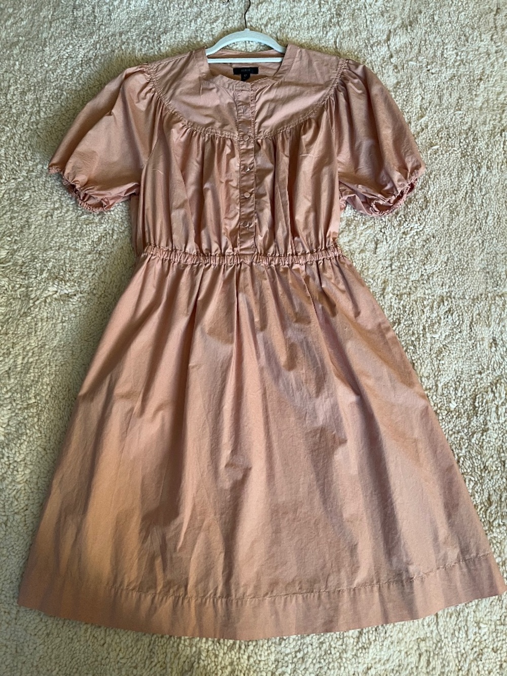 J. Crew Pink Pleated Smocked Midi Dress